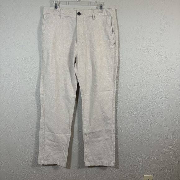 Old Navy Men's 90's Straight Linen-Blend Chino Pants 32x30 55% Linen 45% Cotton - Picture 2 of 9